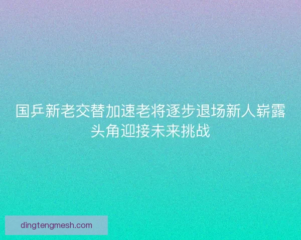 国乒新老交替加速老将逐步退场新人崭露头角迎接未来挑战