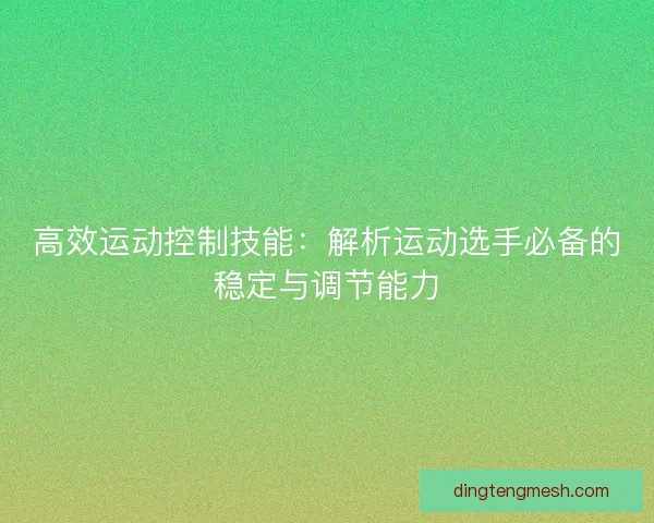高效运动控制技能：解析运动选手必备的稳定与调节能力